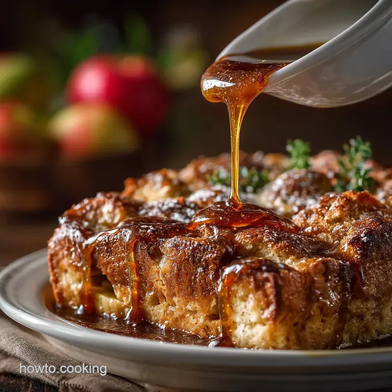 The Autumn Favourite Sticky Salted Caramel Apple Bread Pudding presentation