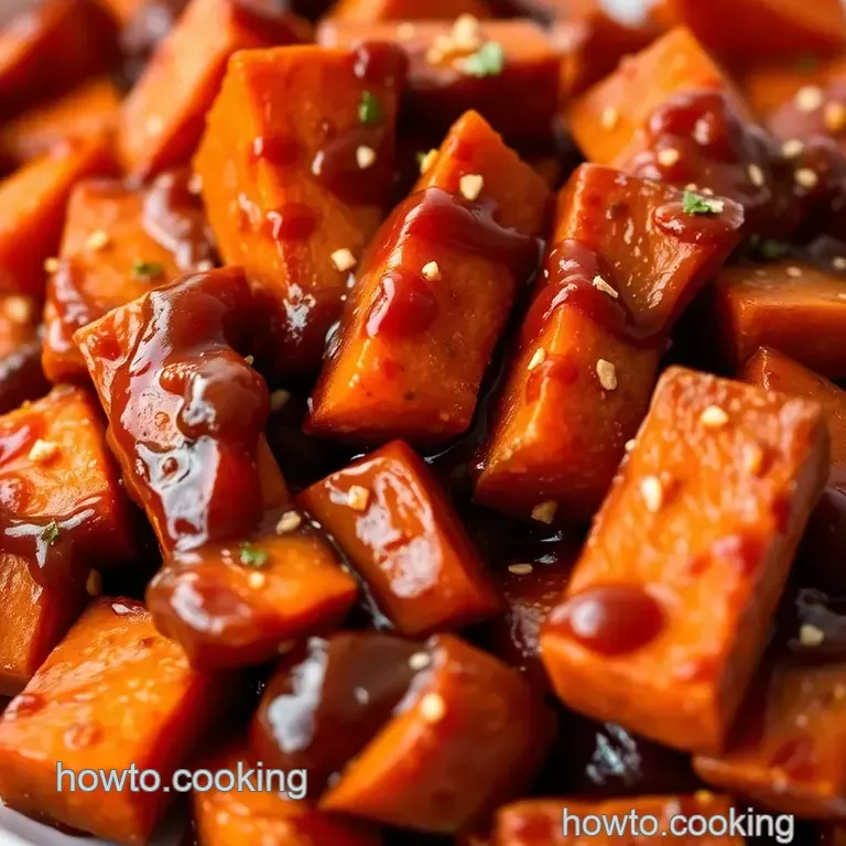 Sticky-Sweet Bourbon Glazed Candied Sweet Potatoes presentation