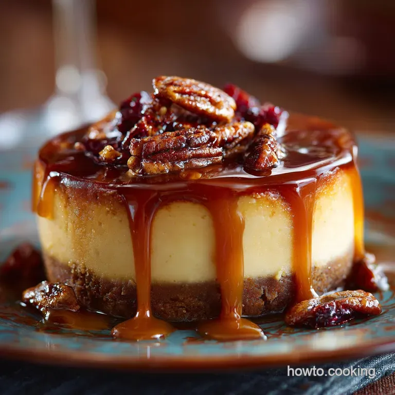 Thanksgiving Desserts: Sticky Toffee Pudding Cheesecake with Salted Caramel presentation