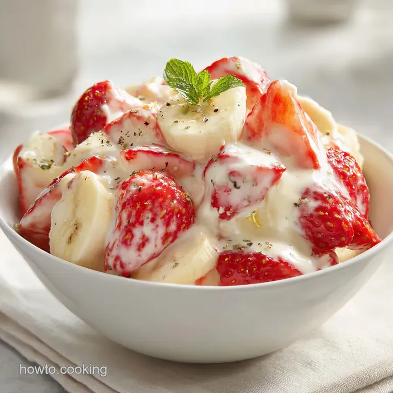 Strawberry Banana Cheesecake Salad: Silky Fruit Dessert