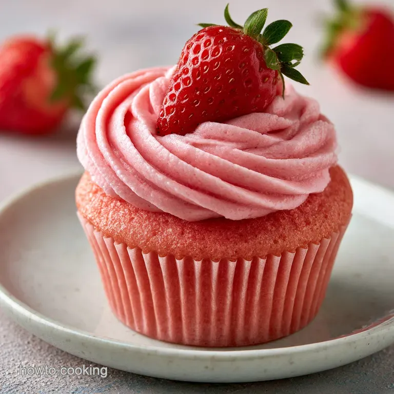 Three pink frosted treats arranged on a white ceramic platter, garnished with mint leaves and sliced berries.