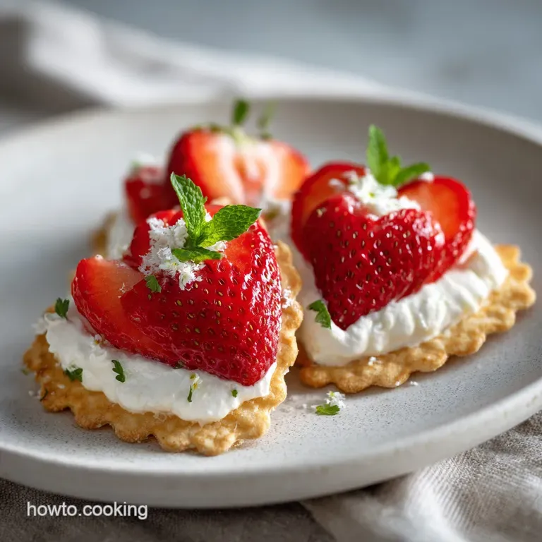 Elegant dessert plate featuring a heart-shaped strawberry tartlet; glistening glaze and fresh strawberry slice accent the ...