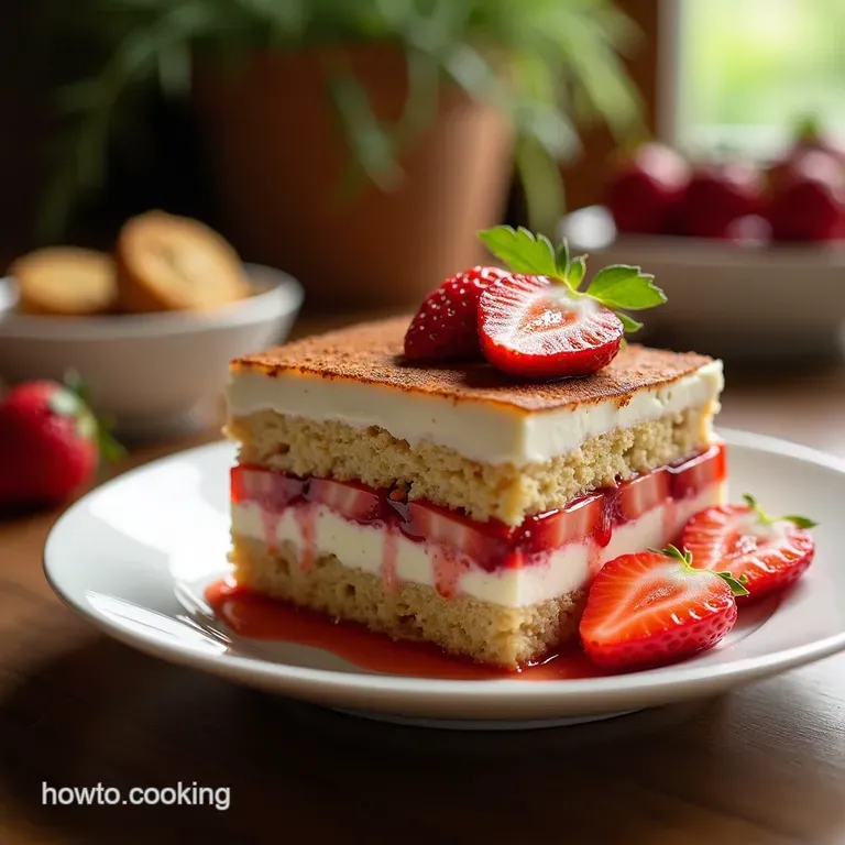 A Proper Summer Garden Strawberry Tiramisu NoBake presentation