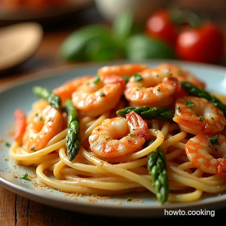 Sunkissed Shrimp Asparagus Pasta a Taste of the Mediterranean presentation