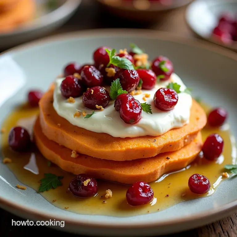 Easy Roasted Sweet Potato Rounds with Goat Cheese Cranberry