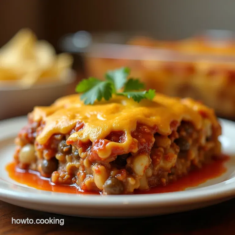 Taco Fiesta Casserole with Crispy Tortilla Topping presentation