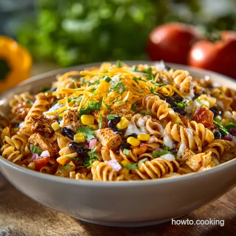 Taco Pasta Salad Fiesta Bowl Creamy Potluck Crowdpleaser presentation