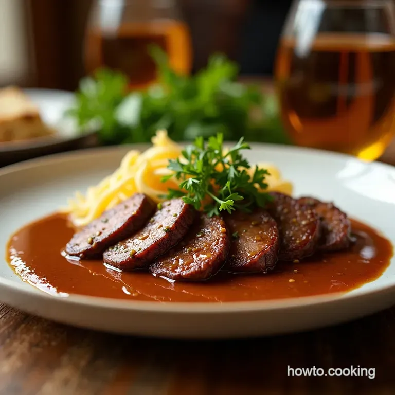 The Proper Plate Tender Pepper Steak with Umami Gravy presentation