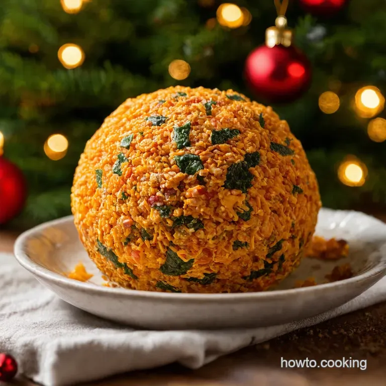 The Holly Jolly Cheese Ball a Festive Christmas Appetizer presentation