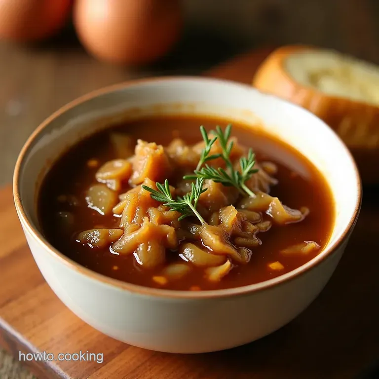 The Lazy Gourmets Crockpot French Onion Soup Deeply Caramelised Brothrich presentation