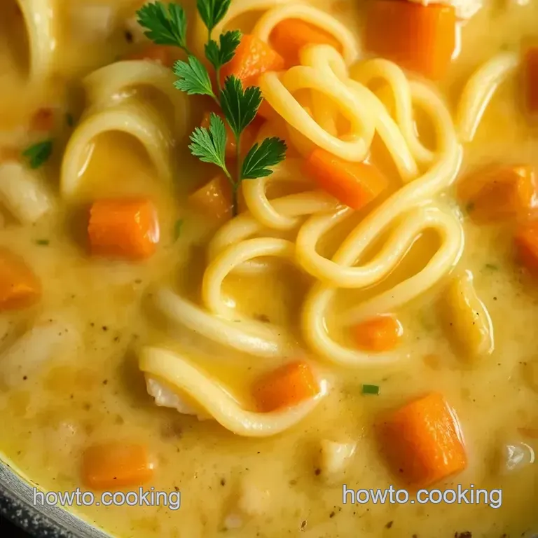 The Ultimate Creamy Chicken Noodle Soup presentation