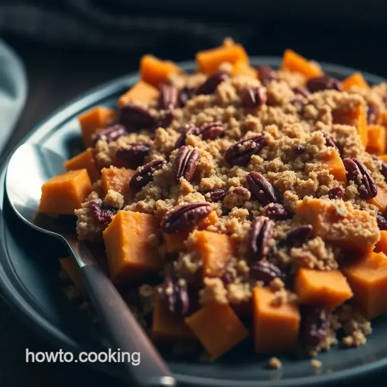 The Ultimate Sweet Potato Casserole with Brown Sugar Pecan Topping presentation