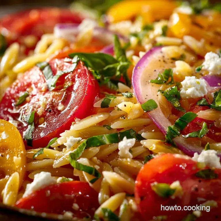 Tomato Orzo Pasta Salad Bright Zesty Feta and Herb Recipe presentation