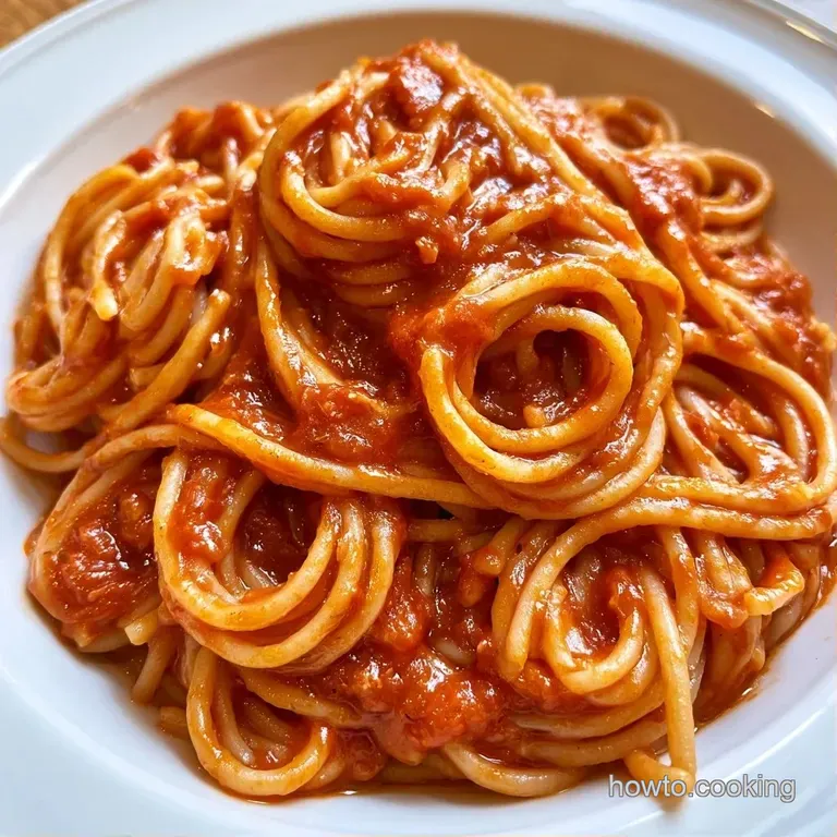 A swirl of pasta topped with rich red sauce, a sprig of basil, and snow-white cheese on a matte black ceramic plate.
