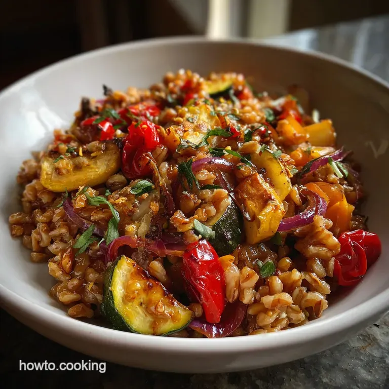 Farro: Tuscan Sunset Roasted Veggie Bowl presentation
