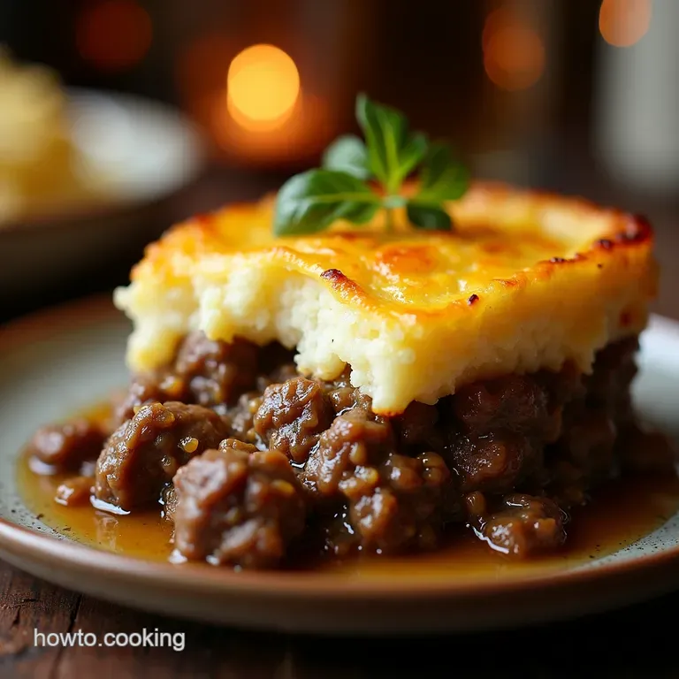 The Proper Pub Classic Ultimate Lamb Shepherds Pie with a Golden Creamy Mash Top presentation