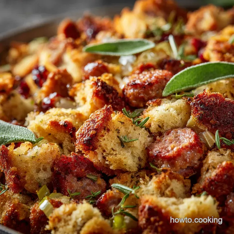 Sausage Stuffing with Sage and Apple (Ultimate Crispy Recipe) presentation