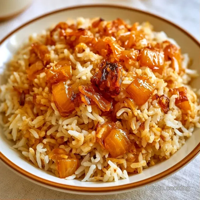 Elegant scoop of multicolored rice with finely diced vegetables, topped with a sprig of parsley on a modern plate.