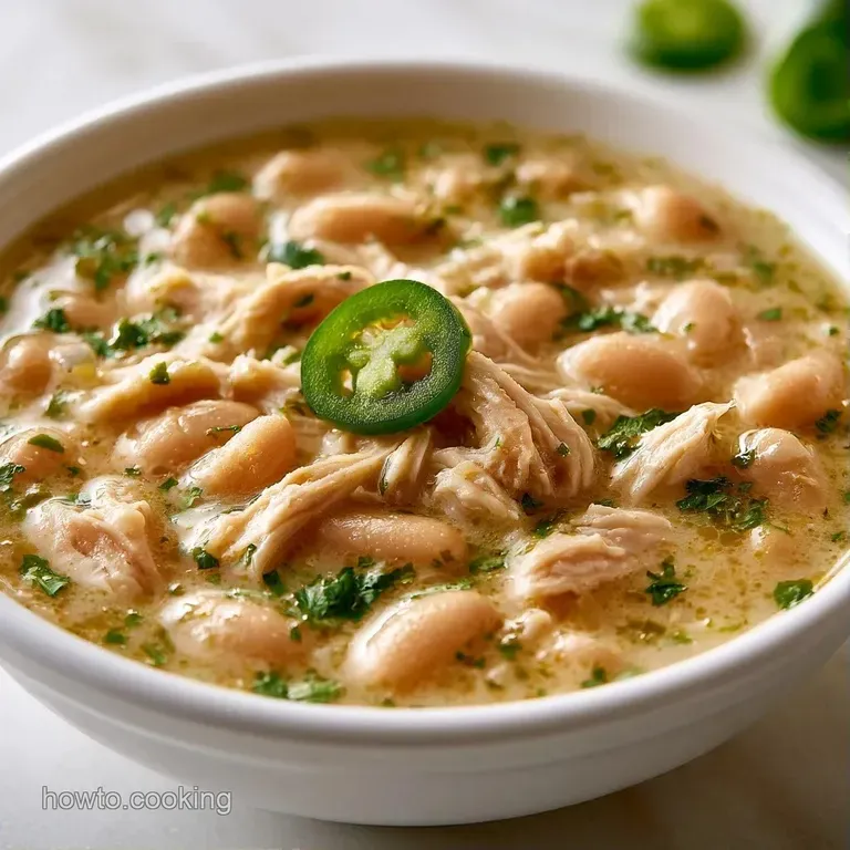 White ceramic bowl of creamy white stew topped with sliced avocado, shredded cheese, and a fresh lime wedge
