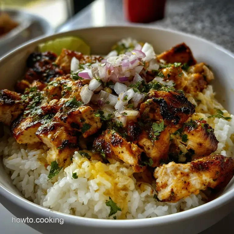 Grilled Chicken Burrito Bowls with Cilantro Lime Rice presentation